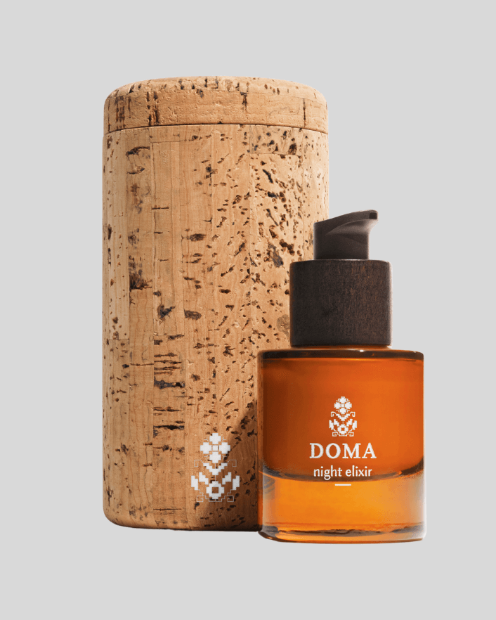 DOMA Night Elixir in its natural cork box
