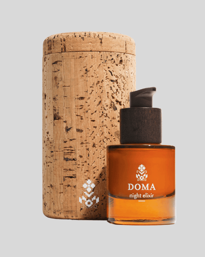 DOMA Night Elixir in its natural cork box